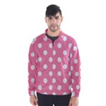 Polka Dots - White on Flamingo Pink Wind Breaker (Men)