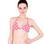 Polka Dots - White on Flamingo Pink Bikini Top