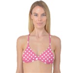 Polka Dots - White on Flamingo Pink Reversible Tri Bikini Top