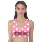 Polka Dots - White on Flamingo Pink Women s Sports Bra