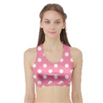 Polka Dots - White on Flamingo Pink Women s Sports Bra with Border