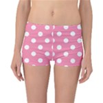 Polka Dots - White on Flamingo Pink Reversible Boyleg Bikini Bottoms