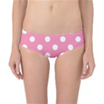 Polka Dots - White on Flamingo Pink Classic Bikini Bottoms