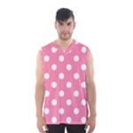 Polka Dots - White on Flamingo Pink Men s Basketball Tank Top