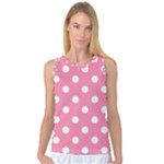 Polka Dots - White on Flamingo Pink Women s Basketball Tank Top