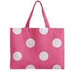 Polka Dots - White on Flamingo Pink Zipper Mini Tote Bag