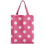 Polka Dots - White on Flamingo Pink Zipper Classic Tote Bag