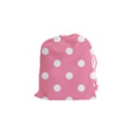 Polka Dots - White on Flamingo Pink Drawstring Pouch (S)