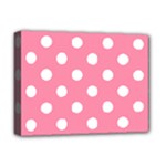 Polka Dots - White on Flamingo Pink Deluxe Canvas 16  x 12  (Stretched)