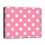 Polka Dots - White on Flamingo Pink Deluxe Canvas 20  x 16  (Stretched)