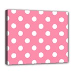 Polka Dots - White on Flamingo Pink Deluxe Canvas 24  x 20  (Stretched)