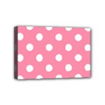 Polka Dots - White on Flamingo Pink Mini Canvas 6  x 4  (Stretched)