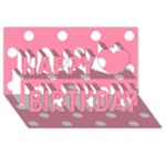 Polka Dots - White on Flamingo Pink Happy Birthday 3D Greeting Card (8x4)