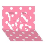 Polka Dots - White on Flamingo Pink LOVE 3D Greeting Card (7x5)