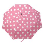 Polka Dots - White on Flamingo Pink Folding Umbrella