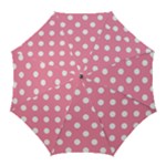 Polka Dots - White on Flamingo Pink Golf Umbrella