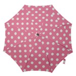 Polka Dots - White on Flamingo Pink Hook Handle Umbrella (Medium)