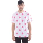 Polka Dots - Flamingo Pink on White Men s Sport Mesh Tee