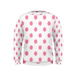 Polka Dots - Flamingo Pink on White Kid s Sweatshirt
