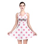Polka Dots - Flamingo Pink on White Reversible Skater Dress