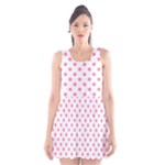 Polka Dots - Flamingo Pink on White Scoop Neck Skater Dress
