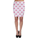 Polka Dots - Flamingo Pink on White Bodycon Skirt