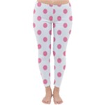 Polka Dots - Flamingo Pink on White Winter Leggings