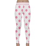 Polka Dots - Flamingo Pink on White Yoga Leggings