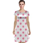 Polka Dots - Flamingo Pink on White Cap Sleeve Nightdress