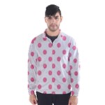 Polka Dots - Flamingo Pink on White Wind Breaker (Men)