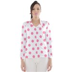 Polka Dots - Flamingo Pink on White Wind Breaker (Women)