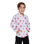 Polka Dots - Flamingo Pink on White Wind Breaker (Kids)