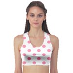 Polka Dots - Flamingo Pink on White Women s Sports Bra