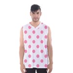 Polka Dots - Flamingo Pink on White Men s Basketball Tank Top
