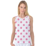 Polka Dots - Flamingo Pink on White Women s Basketball Tank Top