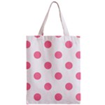 Polka Dots - Flamingo Pink on White Zipper Classic Tote Bag