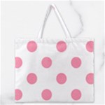 Polka Dots - Flamingo Pink on White Zipper Large Tote Bag