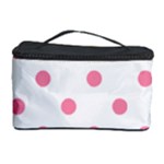 Polka Dots - Flamingo Pink on White Cosmetic Storage Case