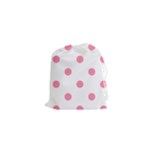 Polka Dots - Flamingo Pink on White Drawstring Pouch (XS)