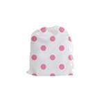 Polka Dots - Flamingo Pink on White Drawstring Pouch (S)