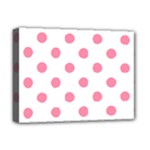 Polka Dots - Flamingo Pink on White Deluxe Canvas 16  x 12  (Stretched)