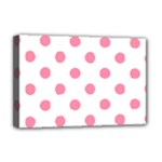Polka Dots - Flamingo Pink on White Deluxe Canvas 18  x 12  (Stretched)