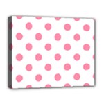 Polka Dots - Flamingo Pink on White Deluxe Canvas 20  x 16  (Stretched)