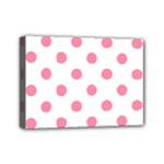Polka Dots - Flamingo Pink on White Mini Canvas 7  x 5  (Stretched)