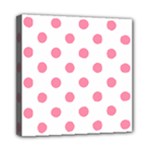 Polka Dots - Flamingo Pink on White Mini Canvas 8  x 8  (Stretched)