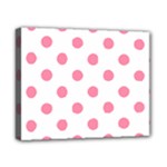 Polka Dots - Flamingo Pink on White Canvas 10  x 8  (Stretched)