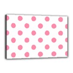 Polka Dots - Flamingo Pink on White Canvas 18  x 12  (Stretched)