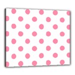 Polka Dots - Flamingo Pink on White Canvas 24  x 20  (Stretched)