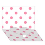 Polka Dots - Flamingo Pink on White Heart Bottom 3D Greeting Card (7x5)