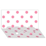 Polka Dots - Flamingo Pink on White Twin Heart Bottom 3D Greeting Card (8x4)